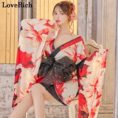 画像5: 【高級ライン】【2点セット】シフォン 花柄 アシンメトリー ミニスカート オフショル 豪華 帯 花魁 着物 ドレス コスプレ イベント ハロウィン (5)